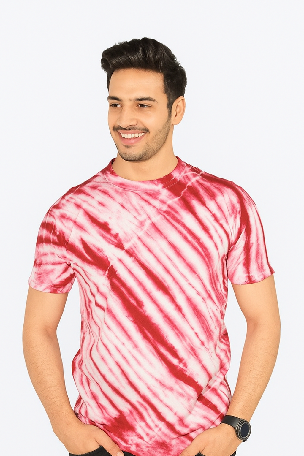 Tie And Dye Short Sleeve Crew Neck T-shirt - Red KISWAH RETAILS