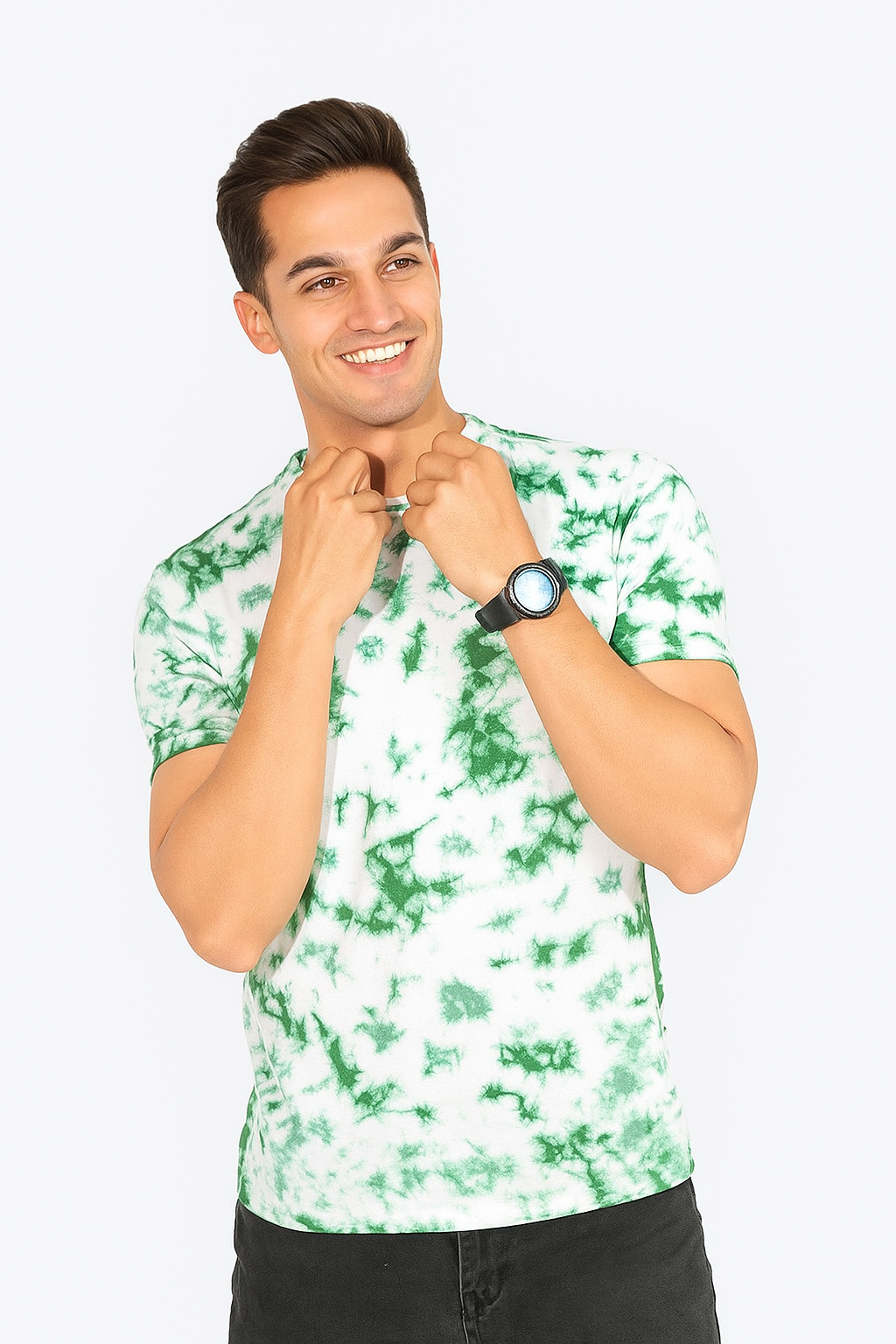 Tie And Dye Short Sleeve Crew Neck T-shirt - Green KISWAH RETAILS