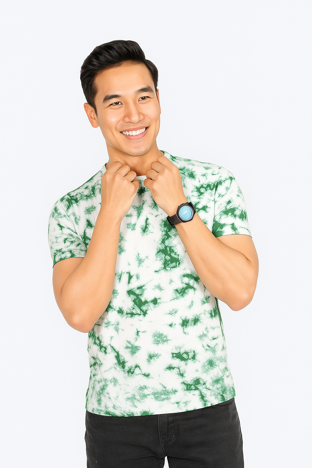 Tie And Dye Short Sleeve Crew Neck T-shirt - Green KISWAH RETAILS