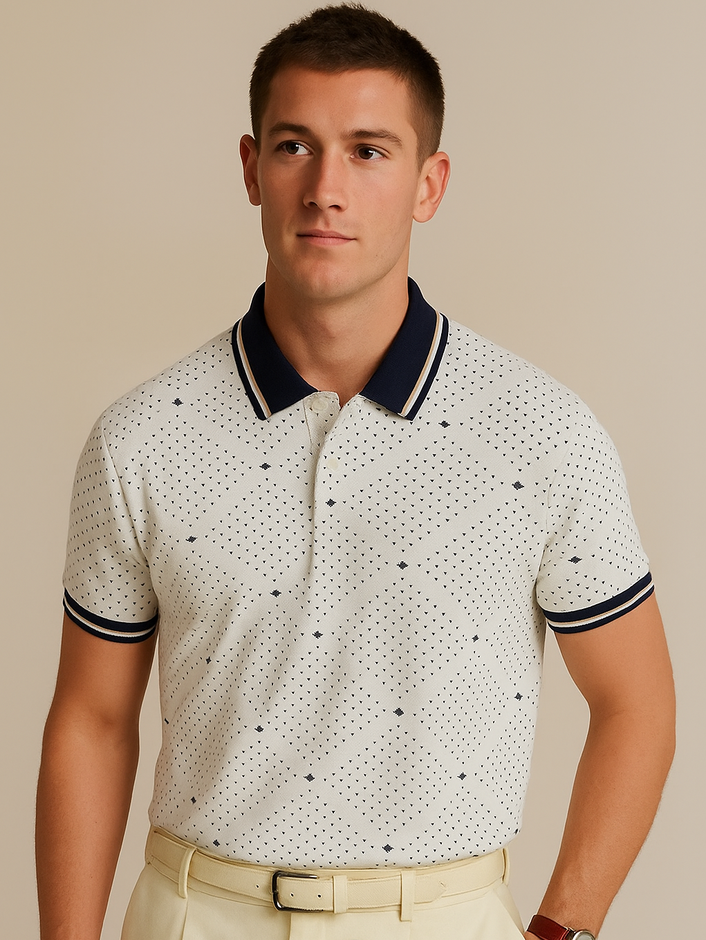 Polo Shirt - Black POLKA Dot Printed KISWAH RETAILS