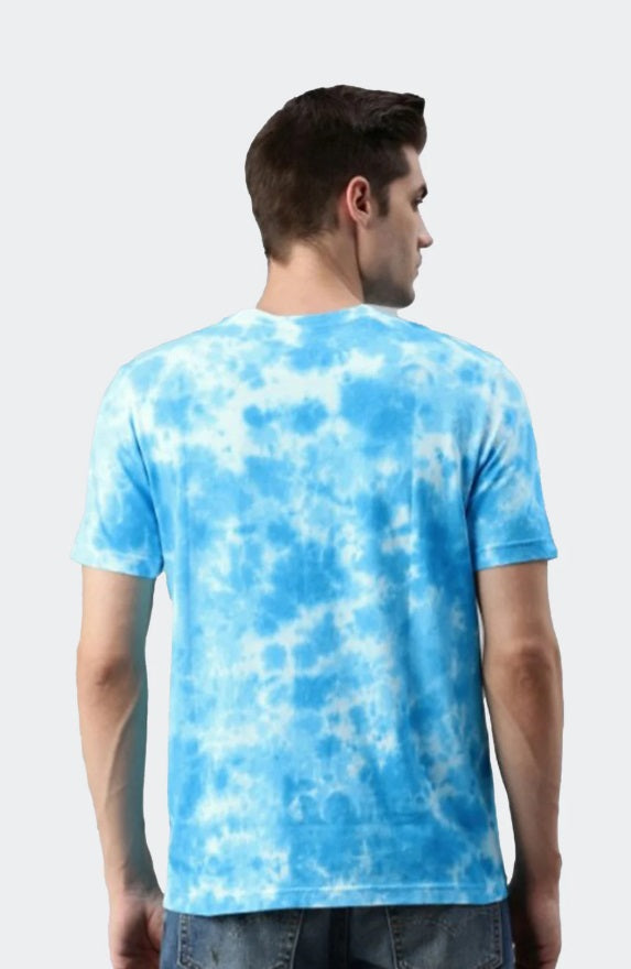 Tie And Dye Short Sleeve Crew Neck T-shirt- Light Blue KISWAH RETAILS