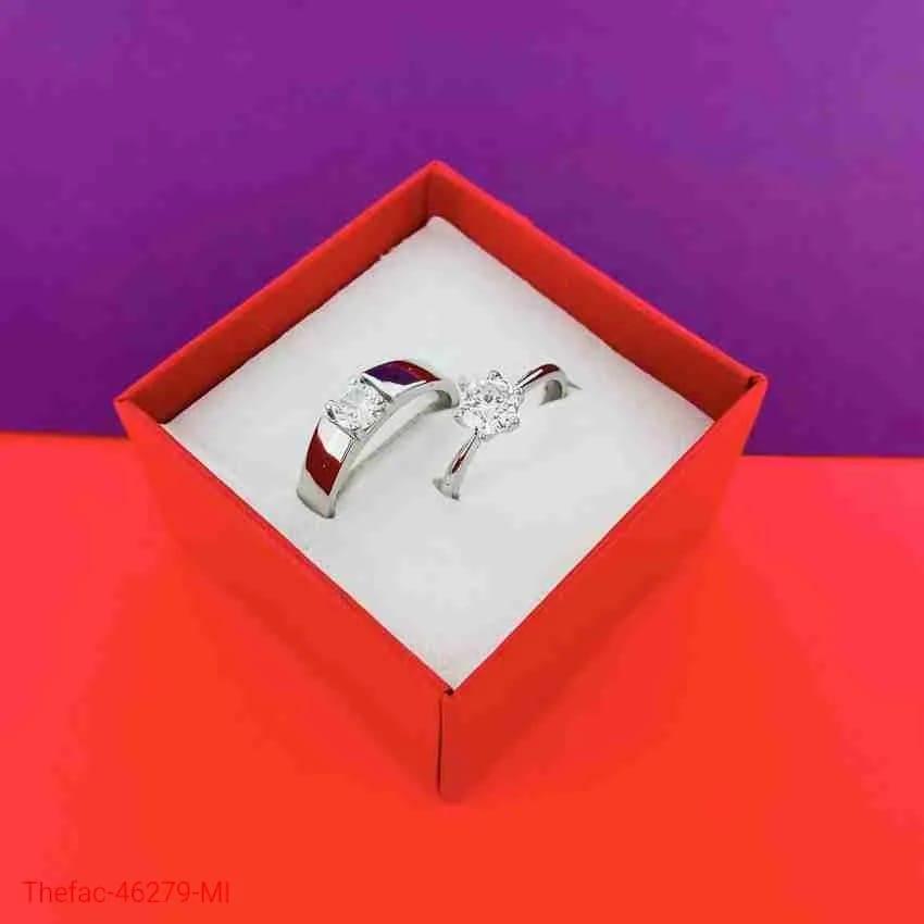 Charm Couple's Ring Set - Silver Plated | 2 Pcs Easy Wear Design KISWAH RETAILS