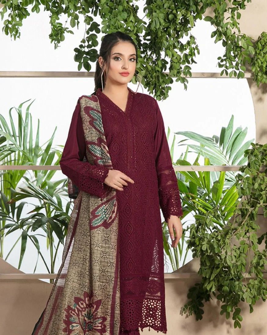 03 Piece - CHIKANKARI Lawn Suit KISWAH RETAILS