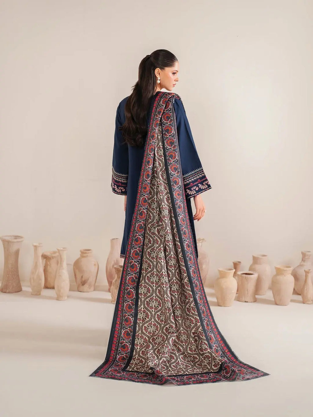 3 Piece - Embroidered Lawn Suit - Navy KISWAH RETAILS