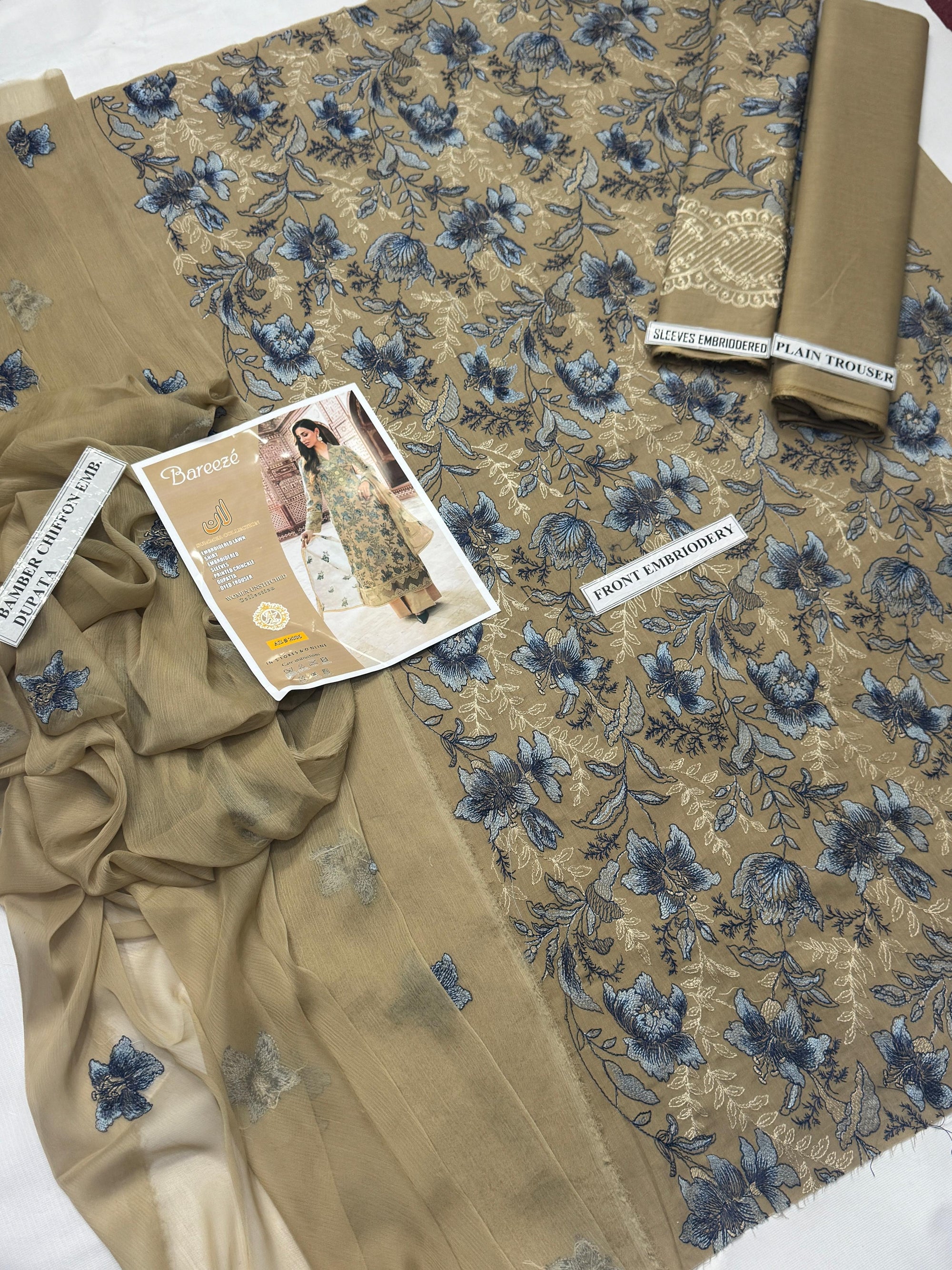 3 Piece - Embroidered Lawn Suit - Mustard KISWAH RETAILS