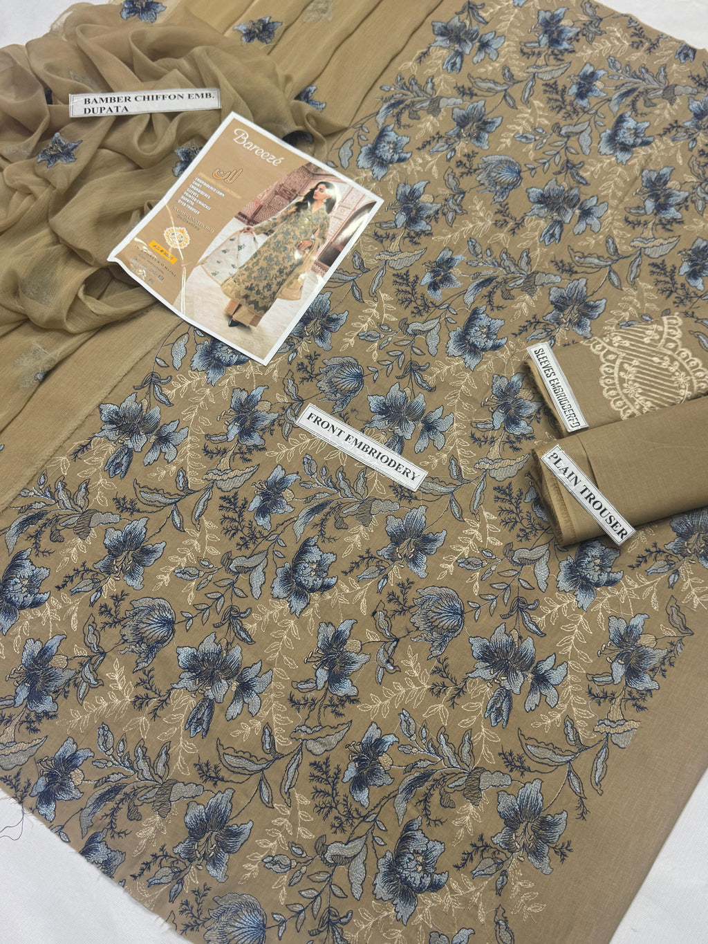 3 Piece - Embroidered Lawn Suit - Mustard KISWAH RETAILS