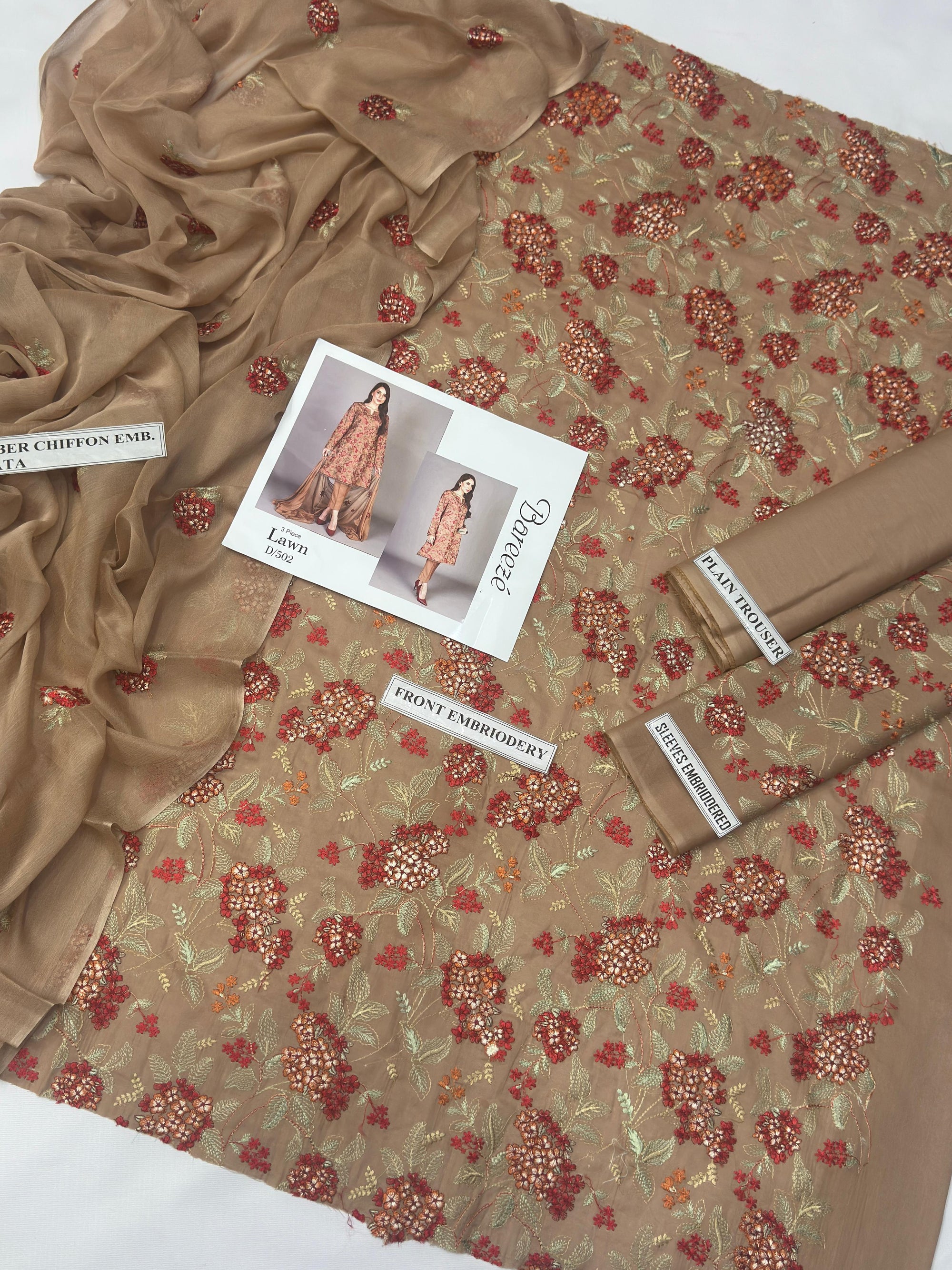 3 Piece - Embroidered Lawn Suit KISWAH RETAILS