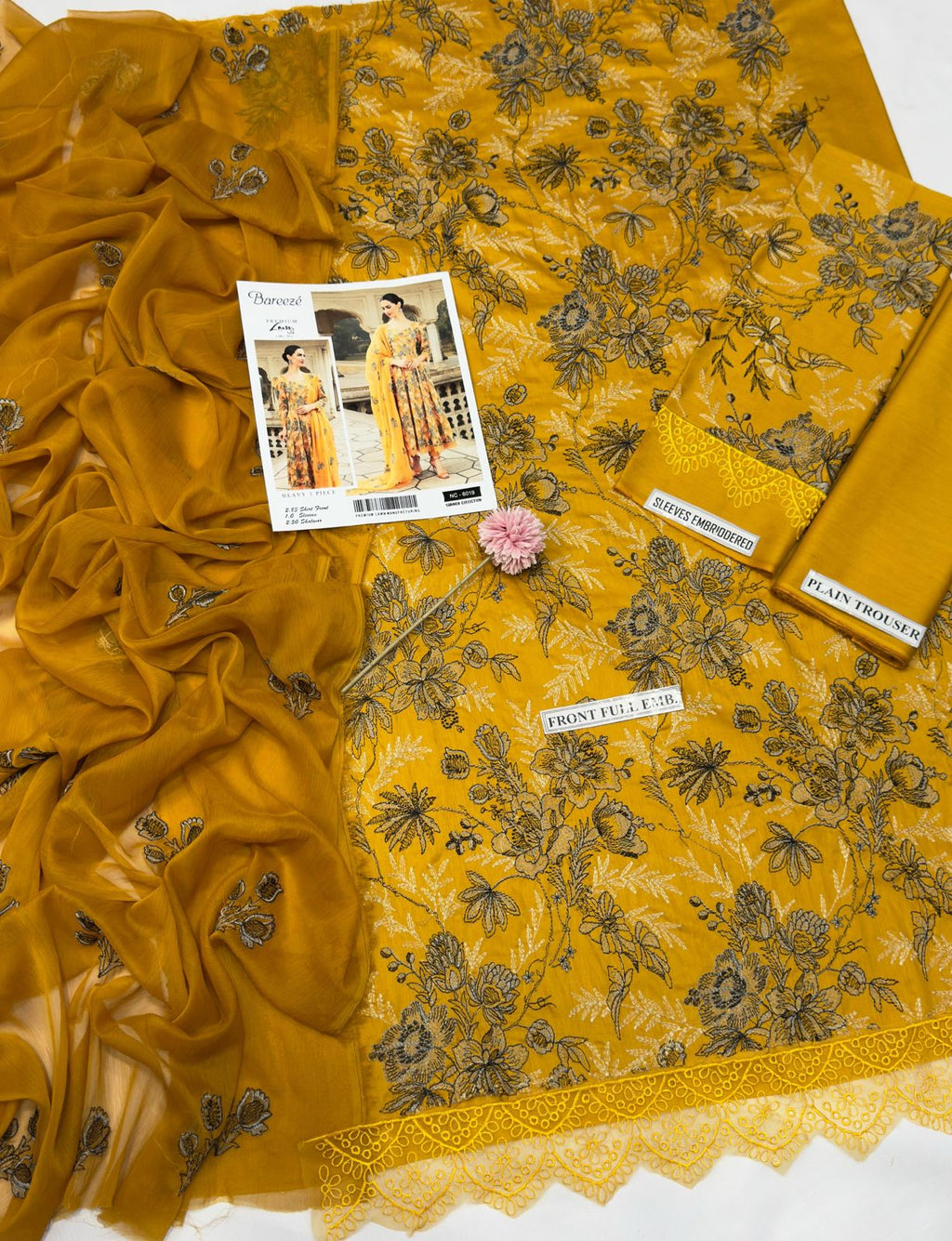 3 Piece - Embroidered Lawn Suit - Yellow KISWAH RETAILS