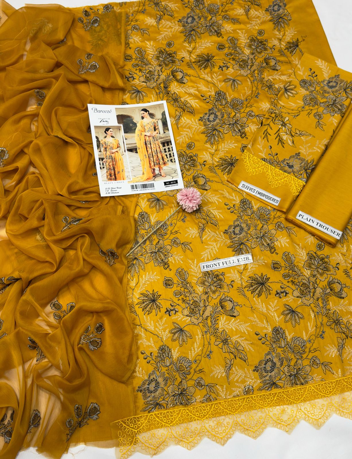 3 Piece - Embroidered Lawn Suit - Yellow KISWAH RETAILS