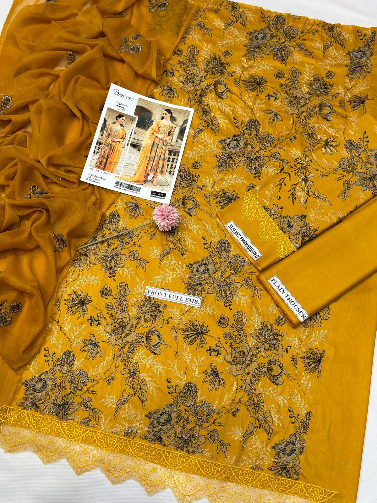 3 Piece - Embroidered Lawn Suit - Yellow KISWAH RETAILS