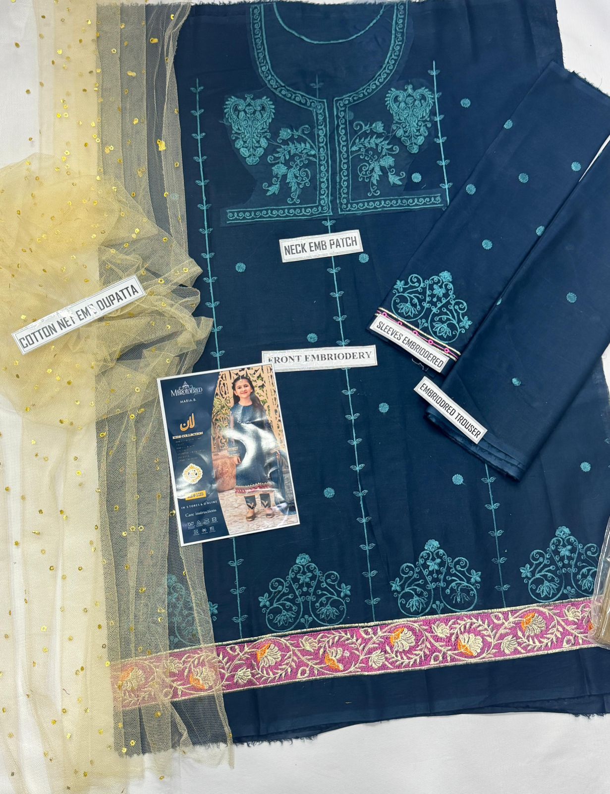 3 Piece - Girls Cotton Embroidered Suit KISWAH RETAILS