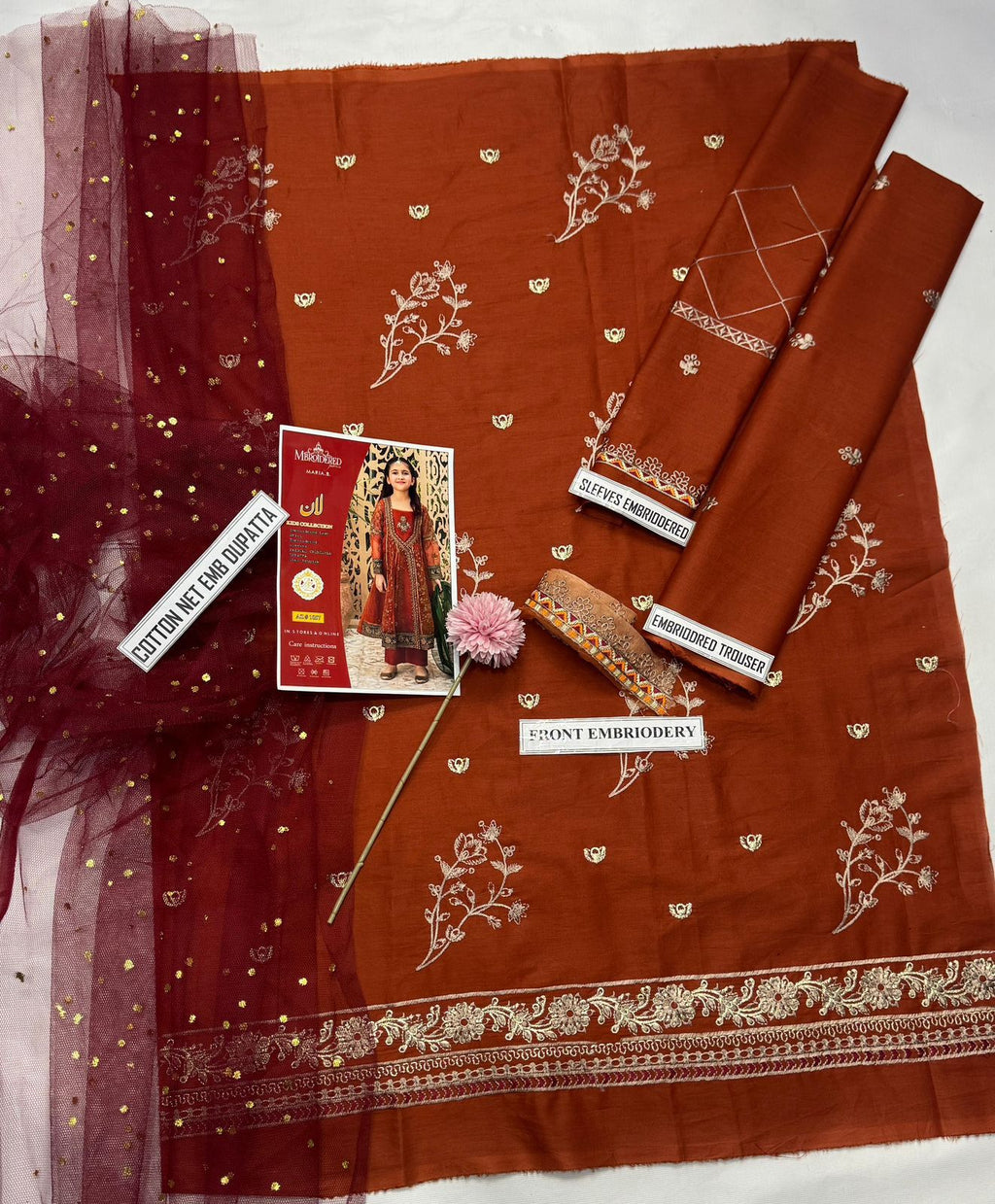 3 Piece - Girls Cotton Embroidered Suit KISWAH RETAILS