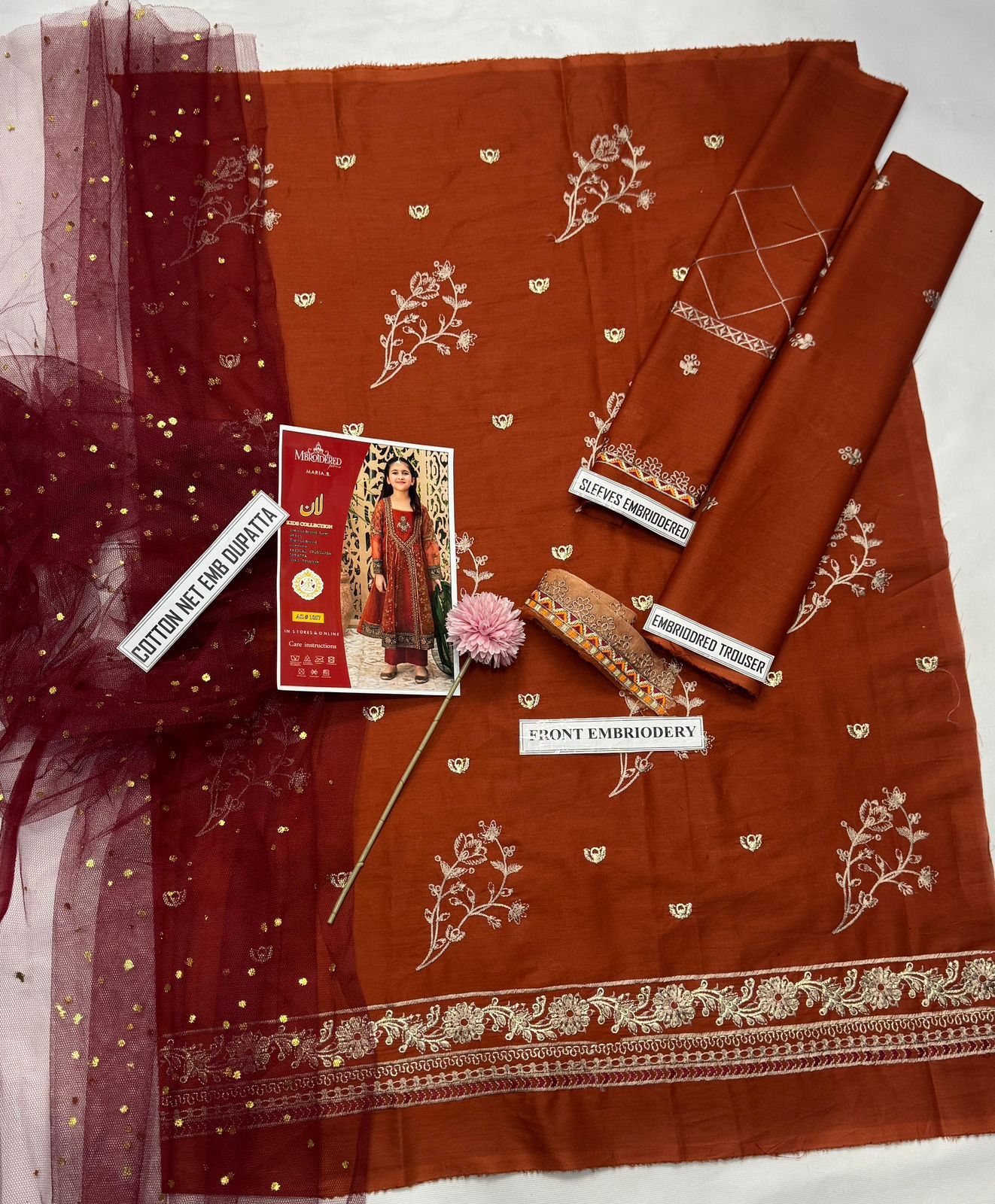 3 Piece - Girls Cotton Embroidered Suit KISWAH RETAILS