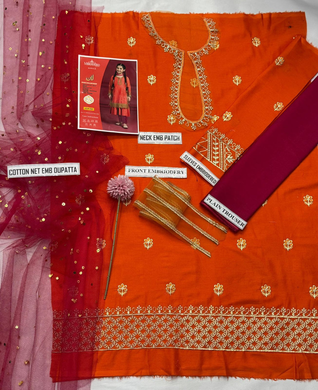 3 Piece - Girls Cotton Embroidered Suit KISWAH RETAILS