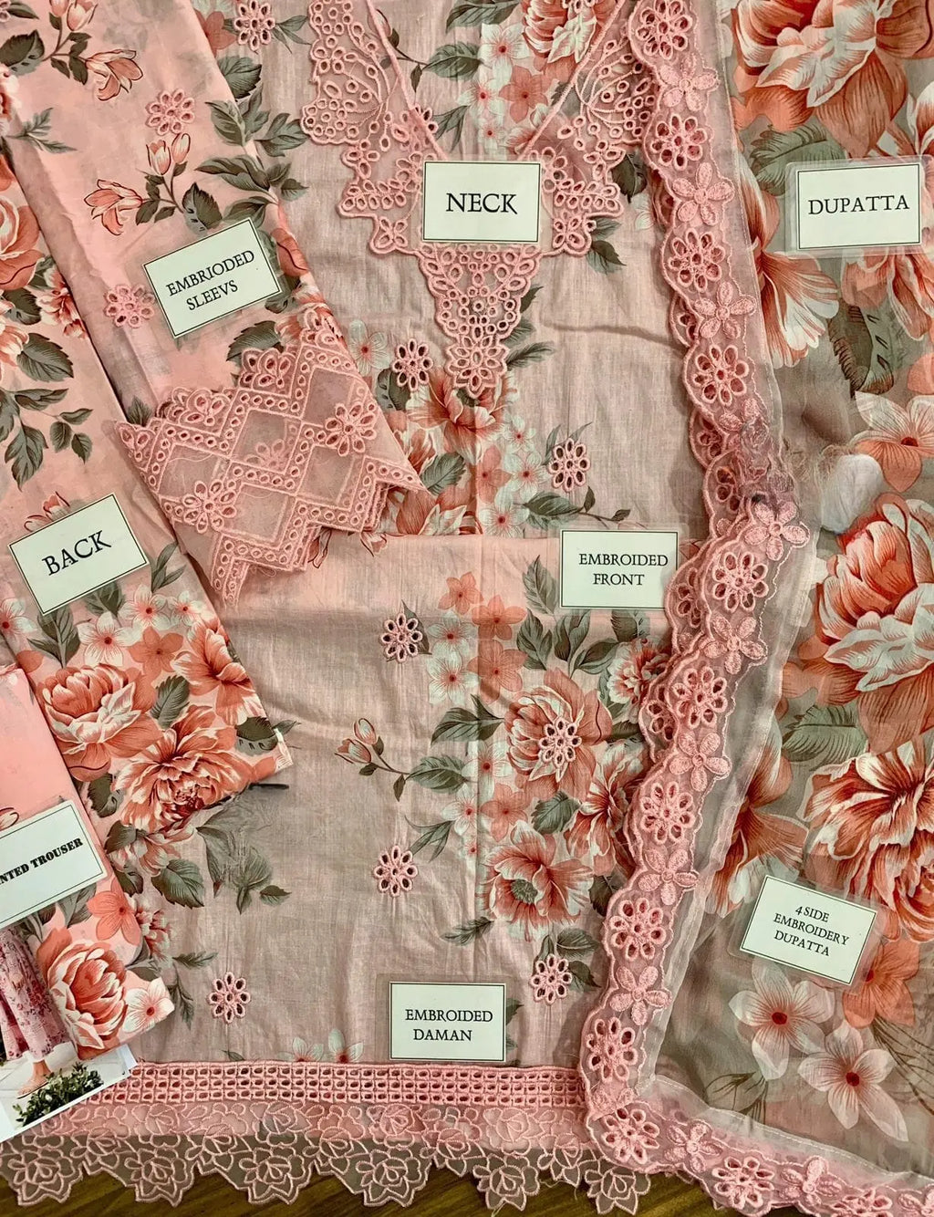 3 Pieces - Chikankari Lawn Suit - Pink KISWAH RETAILS