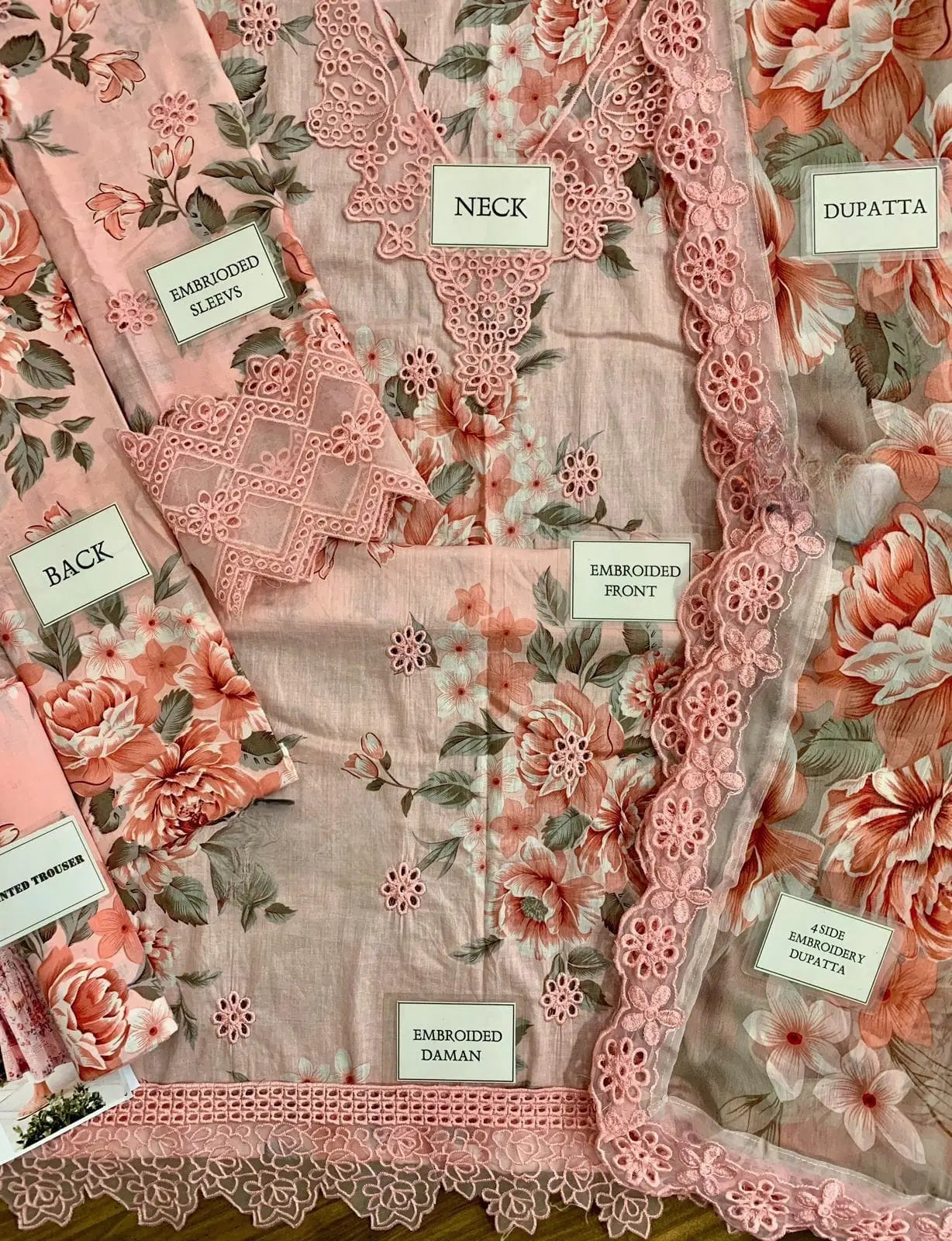 3 Pieces - Chikankari Lawn Suit - Pink KISWAH RETAILS