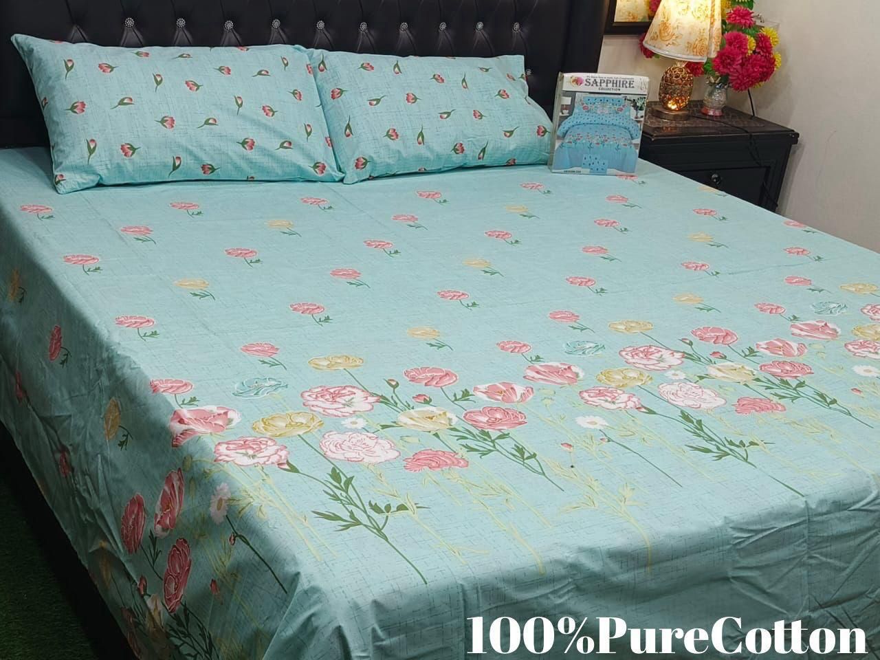 Printed King Bed Sheet With Pillows KISWAH RETAILS
