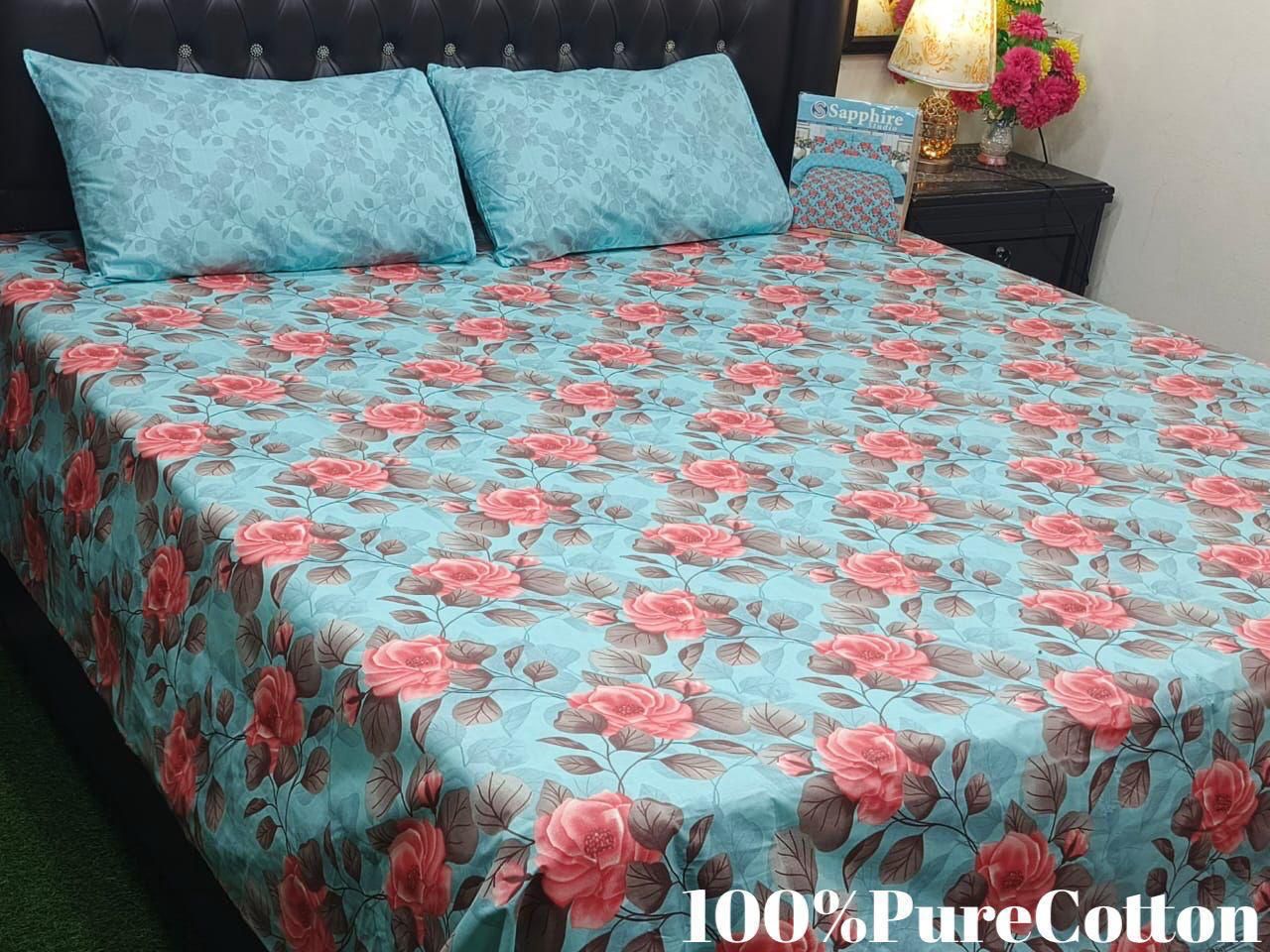Printed King Bed Sheet With Pillows KISWAH RETAILS