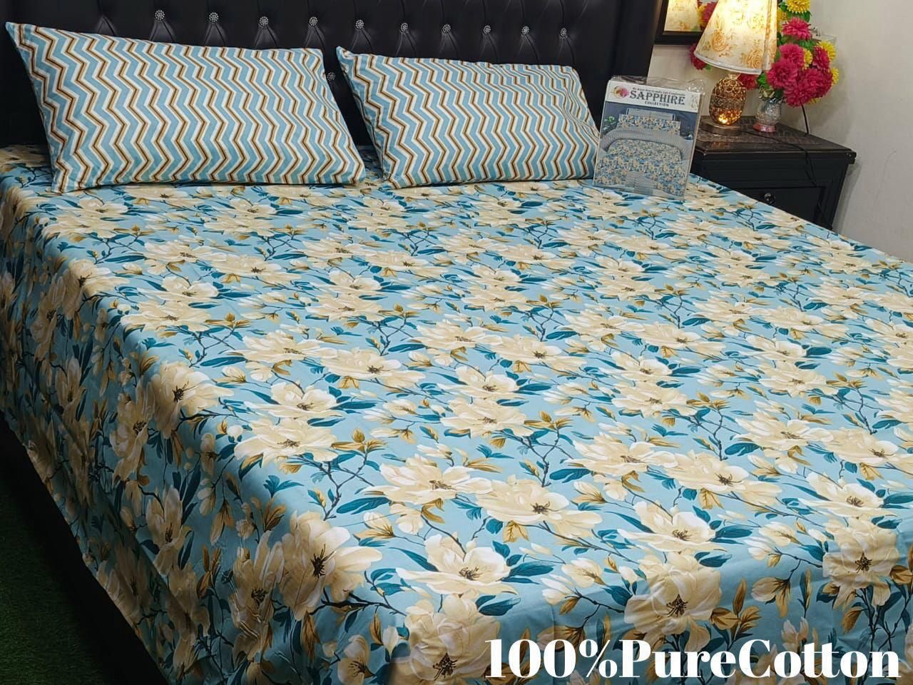 Printed King Bed Sheet With Pillows KISWAH RETAILS