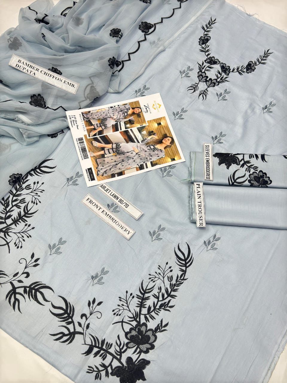 03 Piece - CHIKANKARI Lawn Suit - Green KISWAH RETAILS