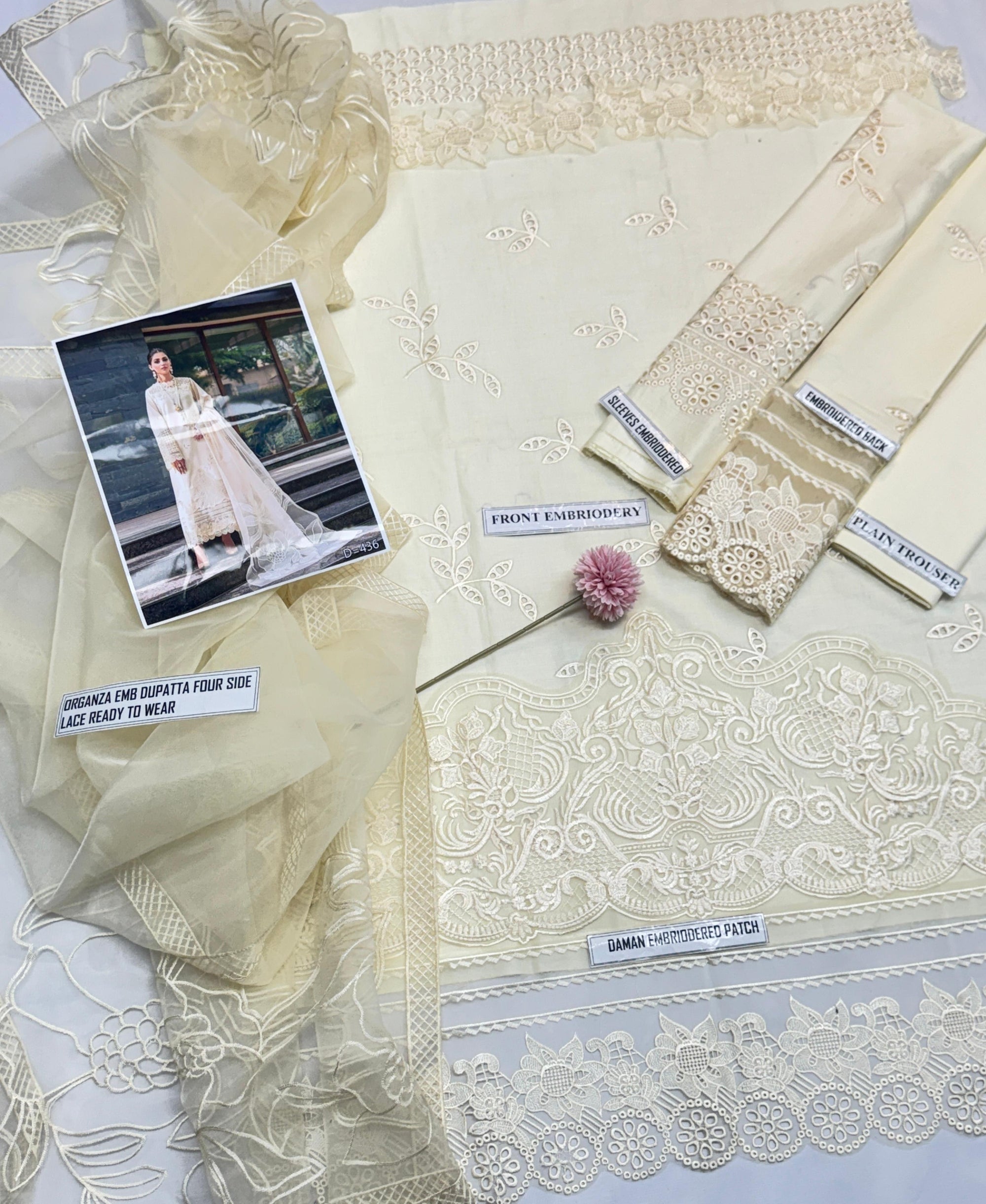 03 Piece - CHIKANKARI Lawn Suit