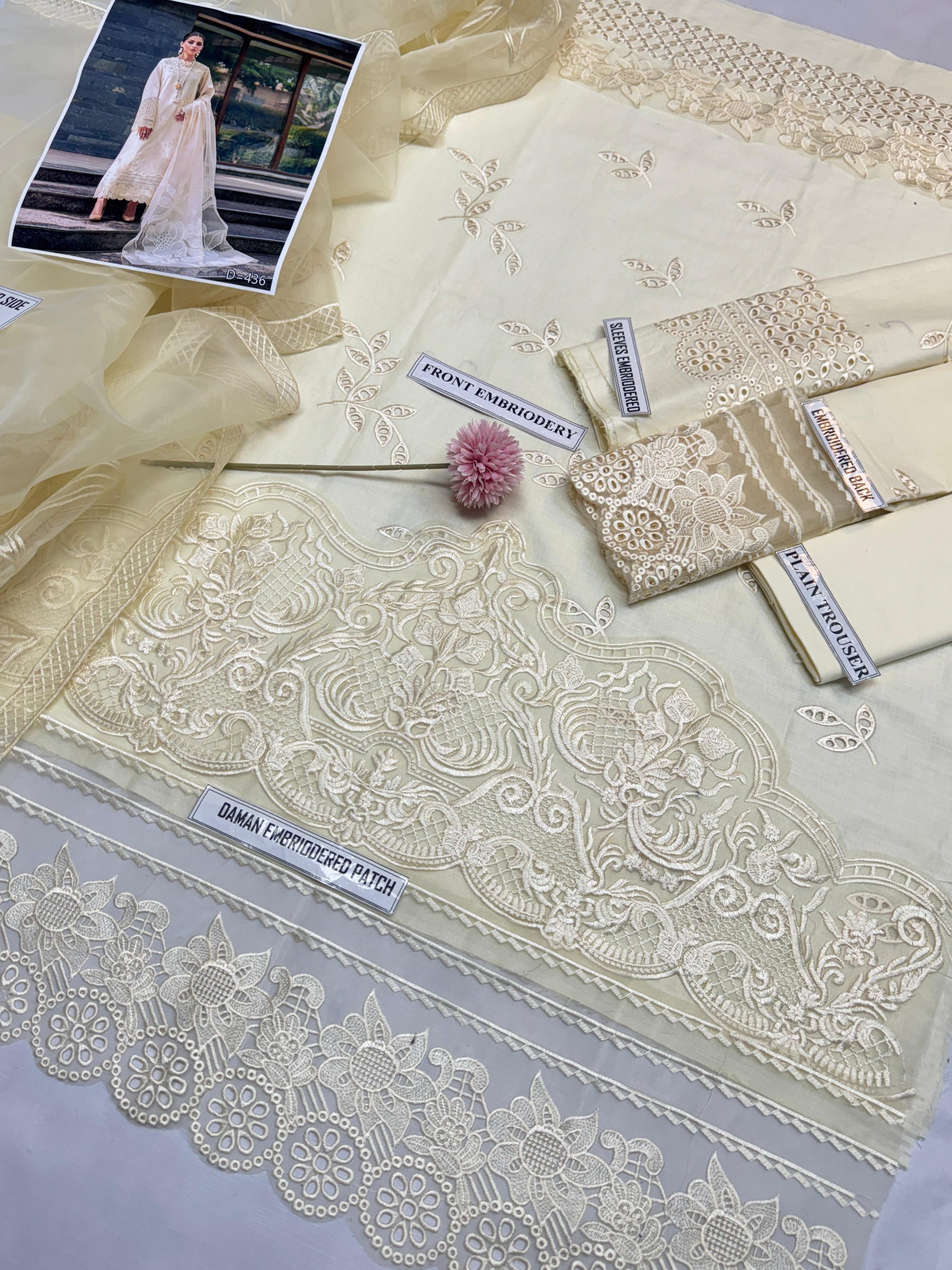 03 Piece - CHIKANKARI Lawn Suit