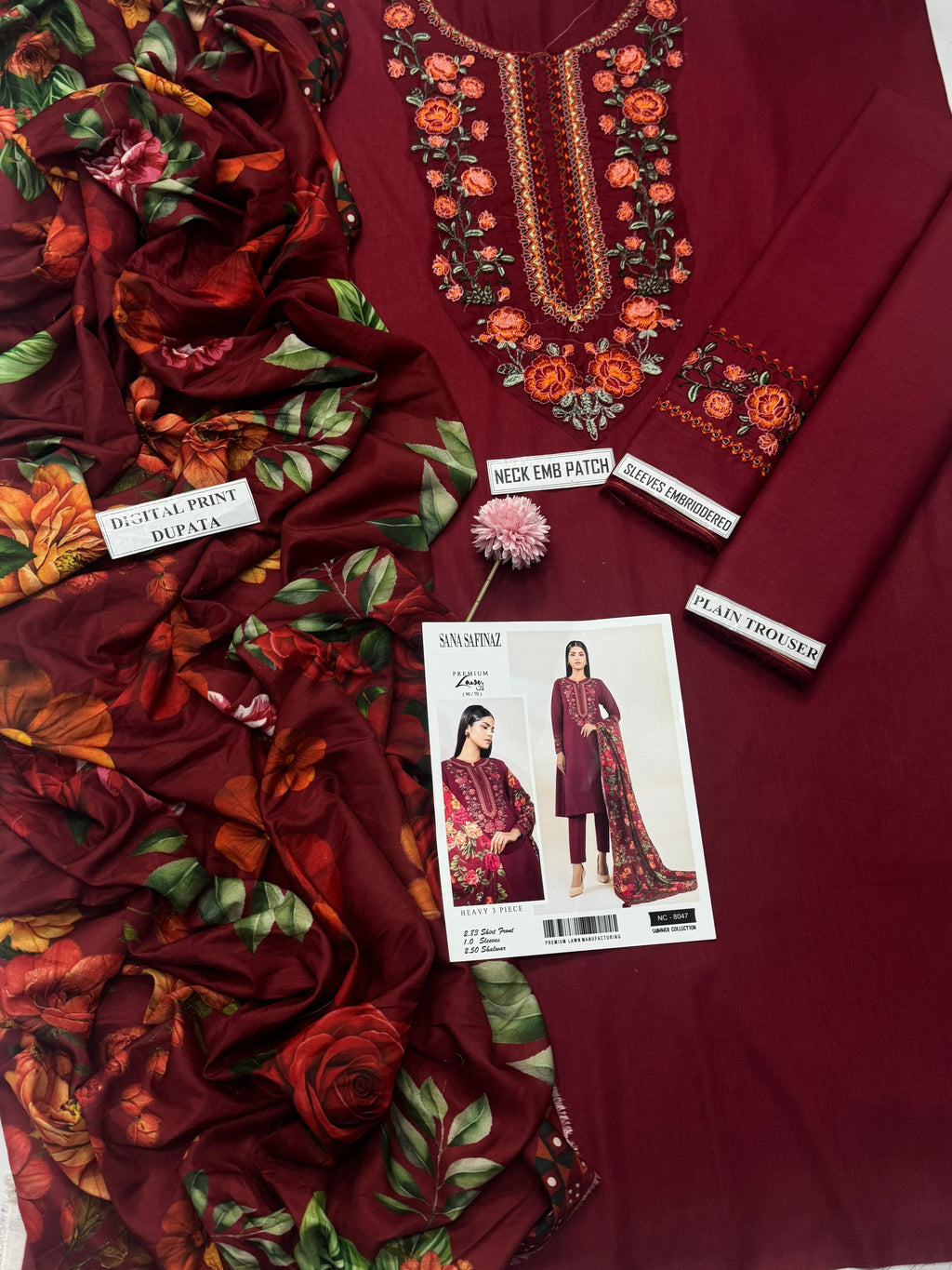 03 Piece - Unstitch Embroidered Lawn Suit (Copy) KISWAH RETAILS