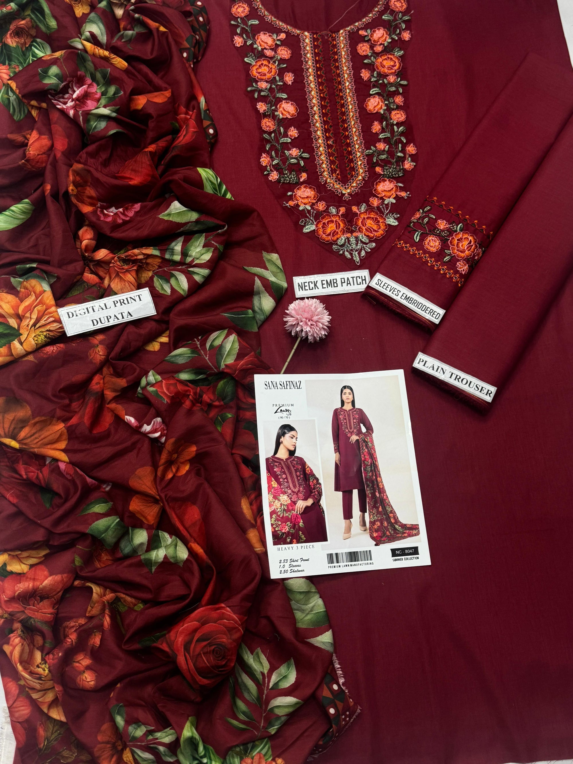 03 Piece - Unstitch Embroidered Lawn Suit (Copy) KISWAH RETAILS