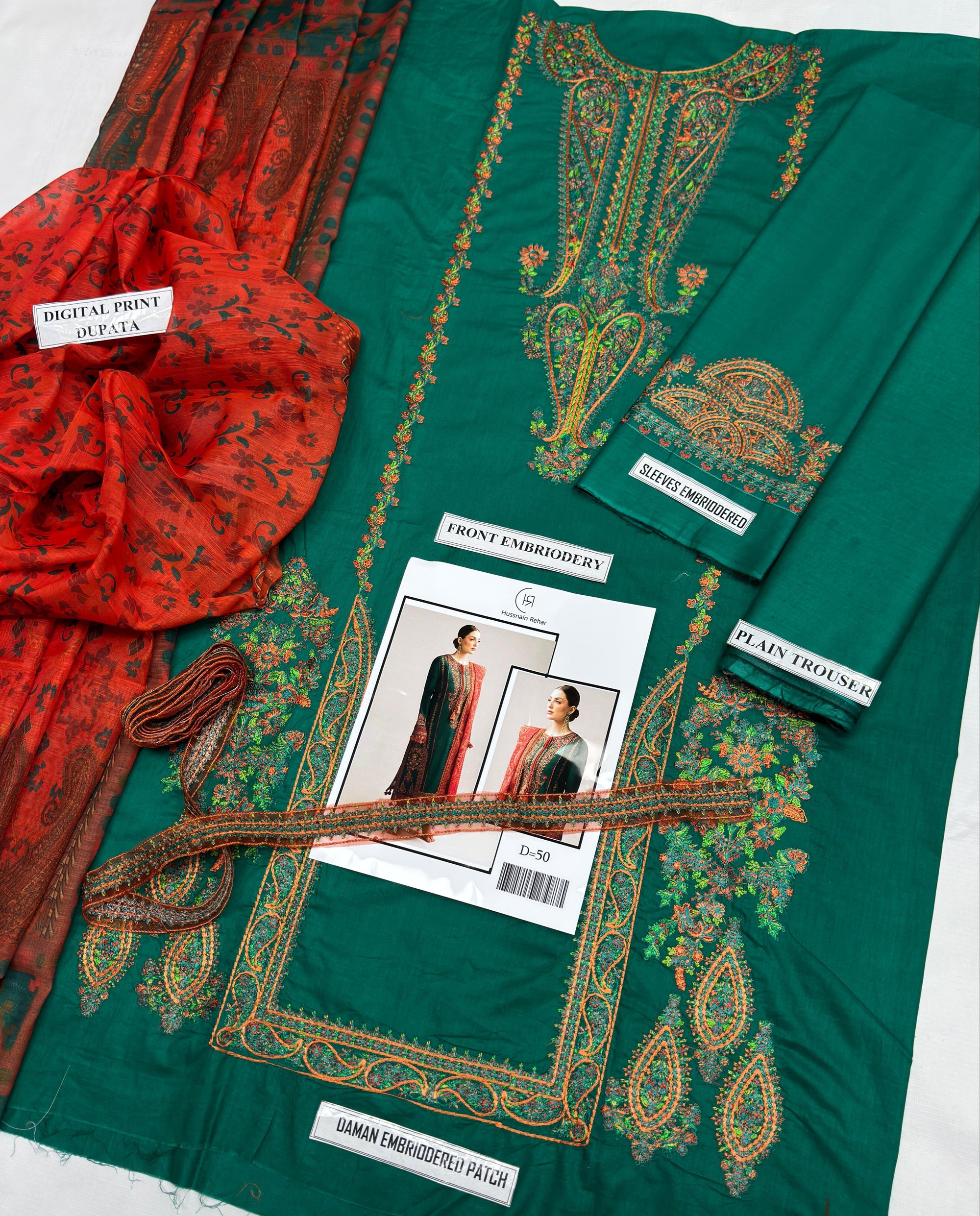 03 Piece - Unstitch Embroidered Lawn Suit KISWAH RETAILS