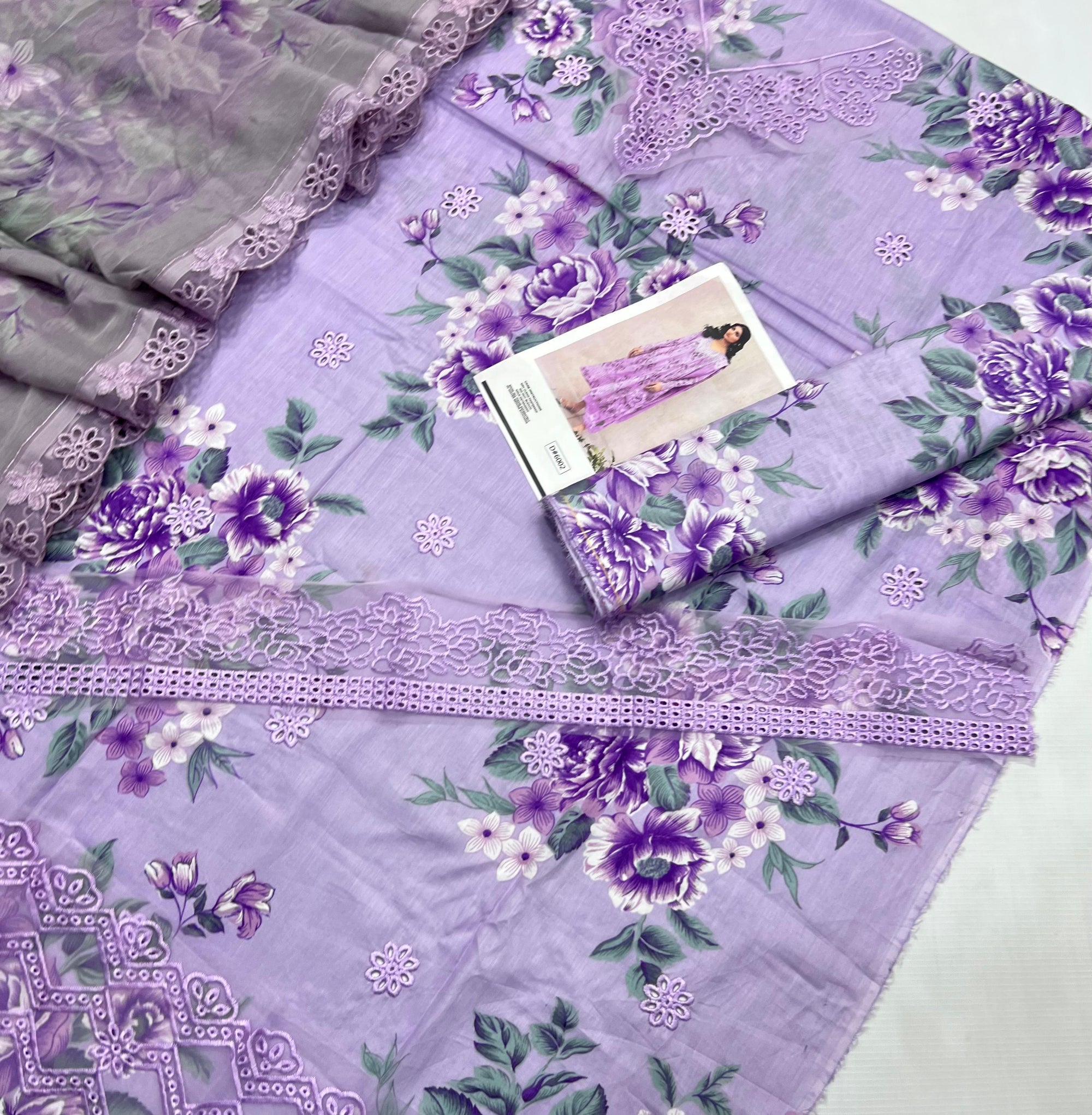 03 Piece - Unstitch Embroidered Lawn Suit - Violet KISWAH RETAILS