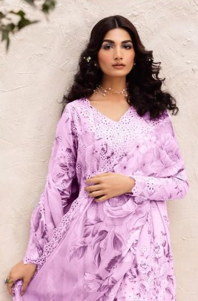 03 Piece - Unstitch Embroidered Lawn Suit - Violet KISWAH RETAILS