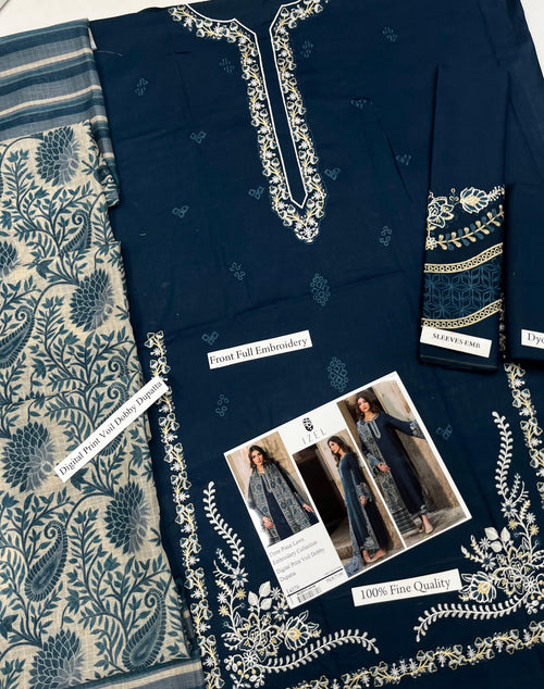 3 Piece - Embroidered Lawn Suit KISWAH RETAILS