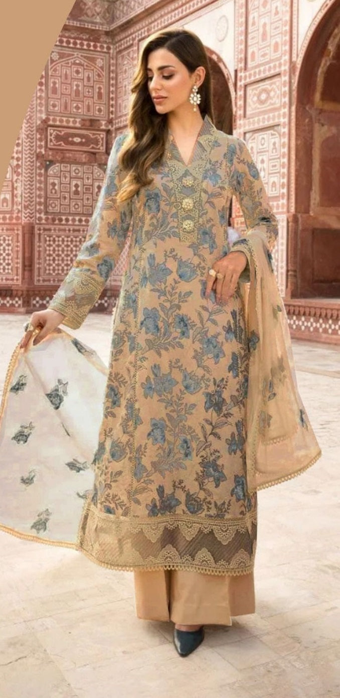 3 Piece - Embroidered Lawn Suit - Mustard KISWAH RETAILS